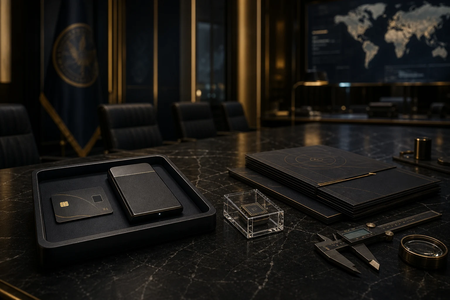 机构评审桌面上的 M Wallet 凭证托管硬件与安全元件材料